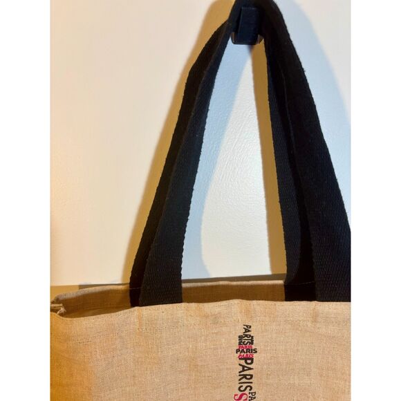 Paris Eiffel Tower Jute Canvas Tote Bag – Eco-Friendly Market, Shopping Bag - Picture 2 of 3